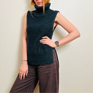 NWT Banana Republic Marled Sleeveless Vented High Low Hem Turtleneck Sweater Top